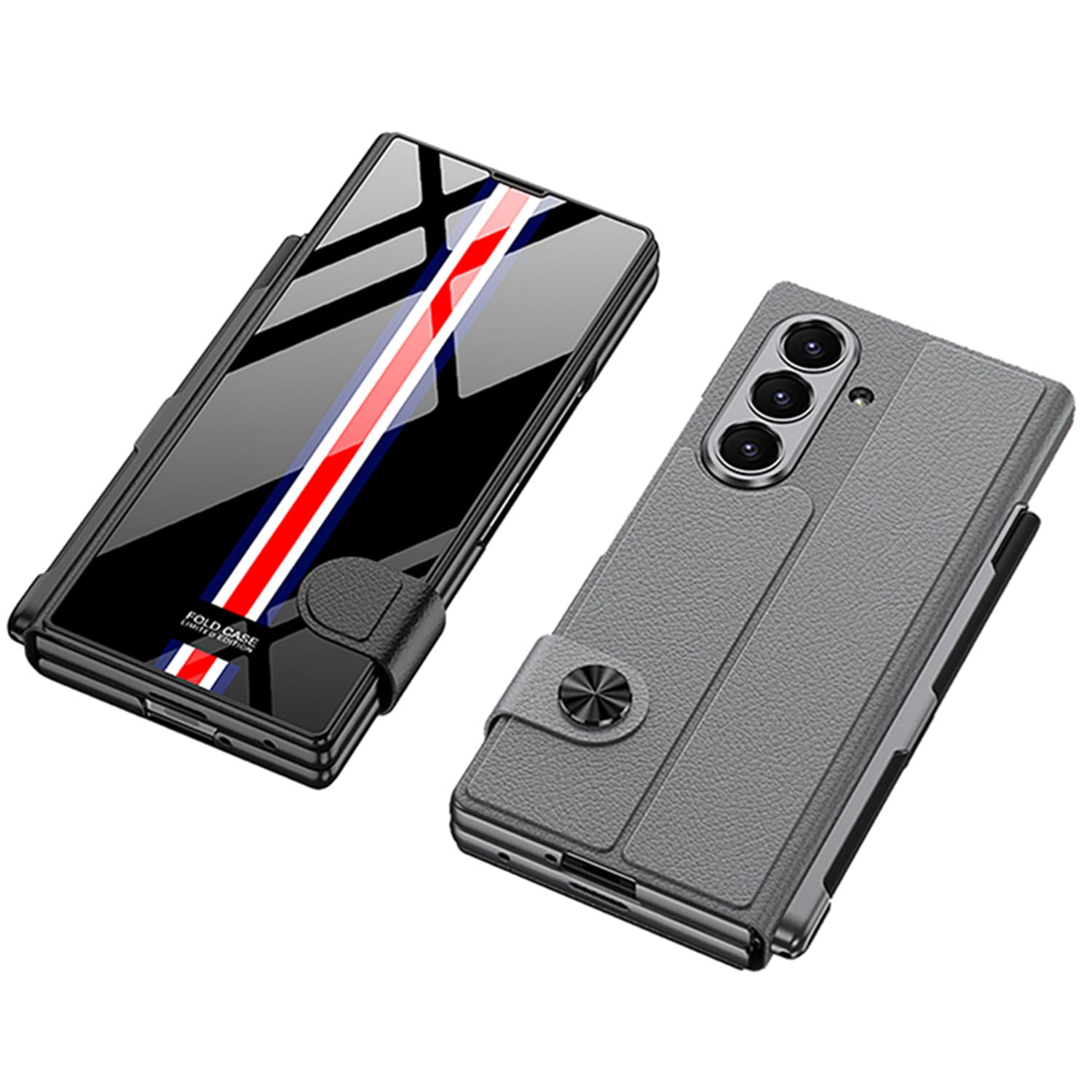 COQUE Galaxy Z Fold 8 Ultra z folią, skórzane etui z klapką i szkłem z miejscem na długopis, uchwyt do Samsung Galaxy Z Fold 8 Ultra-White Limited