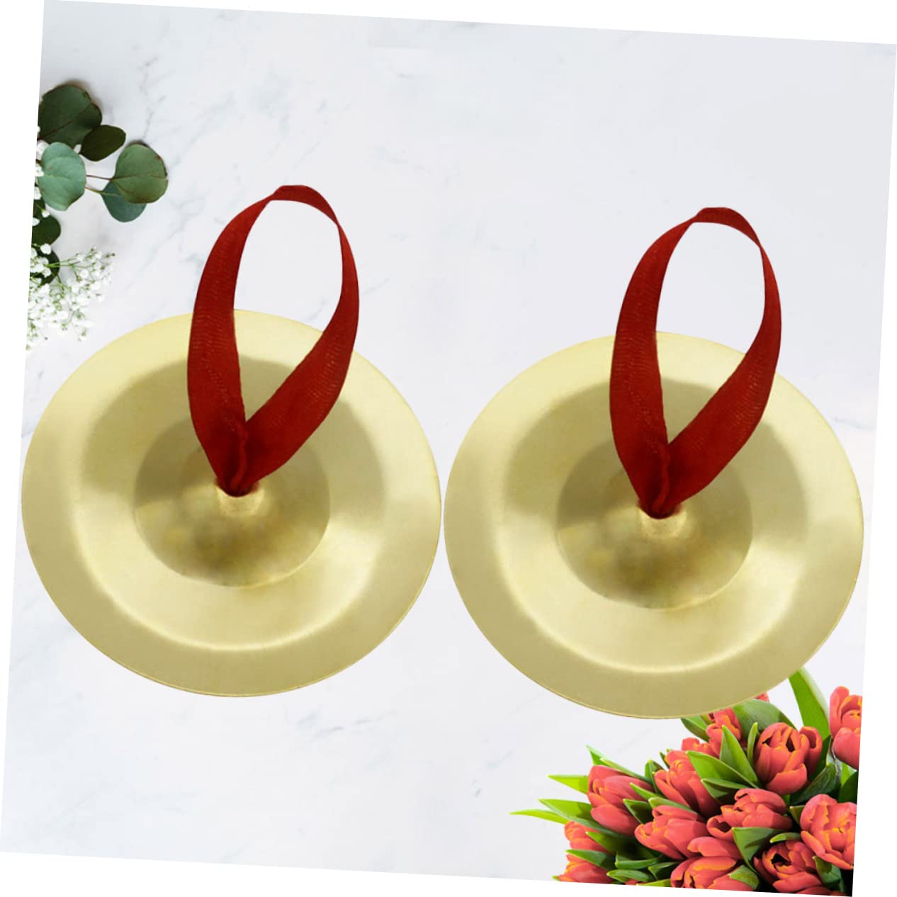 BESTonZON 2 Pairs Finger Cymbals Belly Dancer Mini Instruments Small Cymbals Finger Zills Rhythm Maker for Dancer