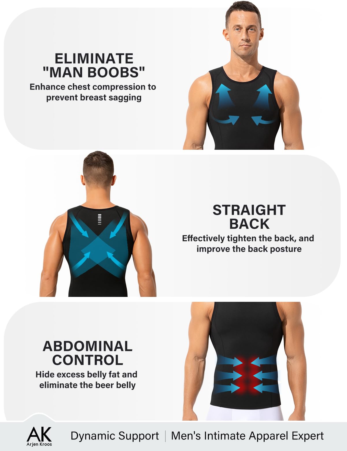 Arjen Kroos Canotte Compressione da Uomo, Canotta Contenitiva Snellente Maglia Modellante Dimagrante Shapewear Intimo Senza Maniche per Bodybuilding Palestra