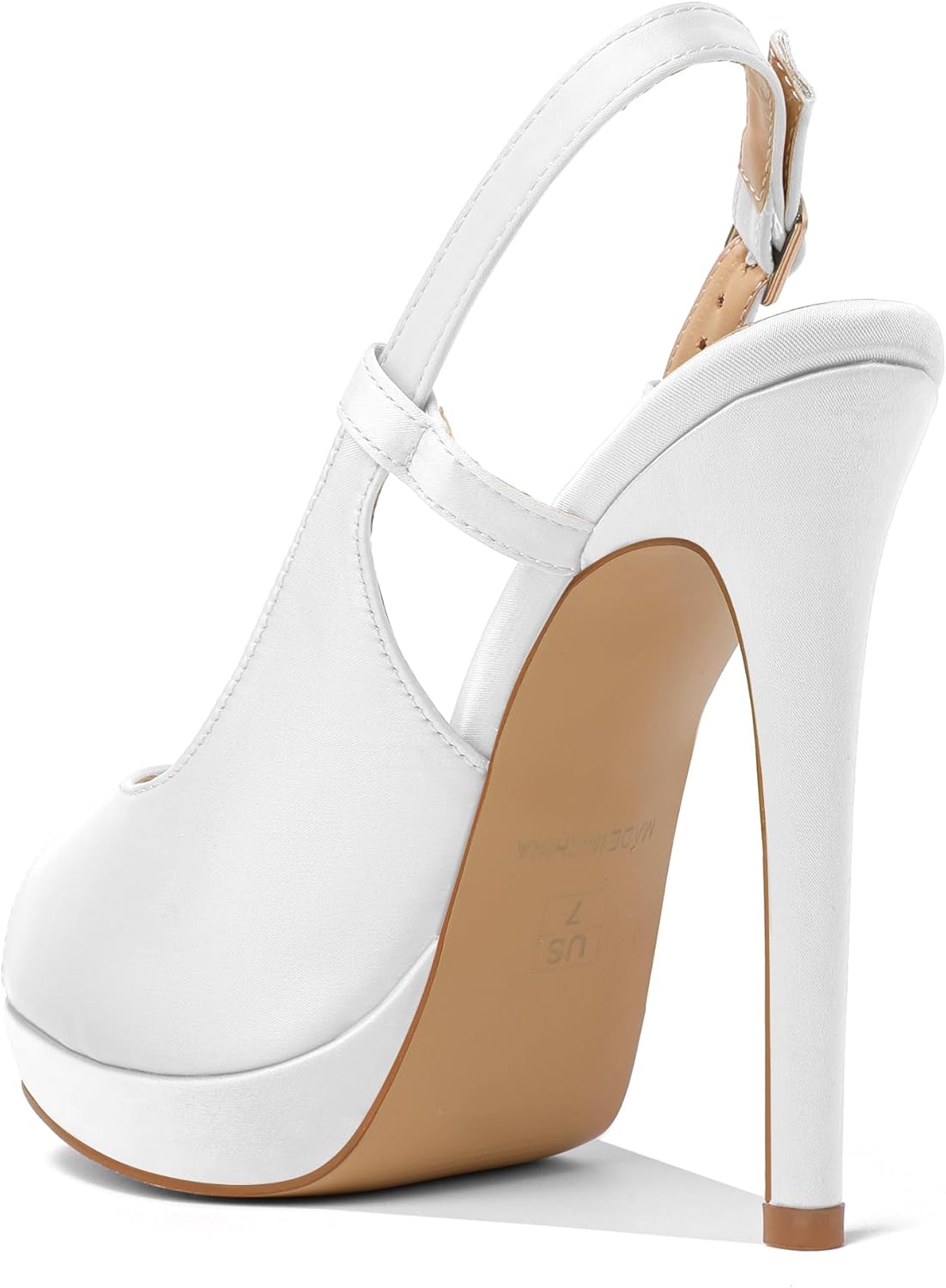 AUMOTED Peep Toe Platform Heels for Women Stilettos High Heel Patent Slingback Pumps Solid Dating Party Wedding Dress Sandals Shoes 4.72 Inch
