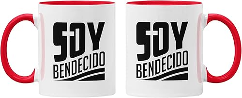 Miniatura 4 de Aprojes Taza de café cristiana Soy Bendecido Tazas Con Mensajes Cristianos en Español Regalos Cristianos 11 oz (BlancoRojo)