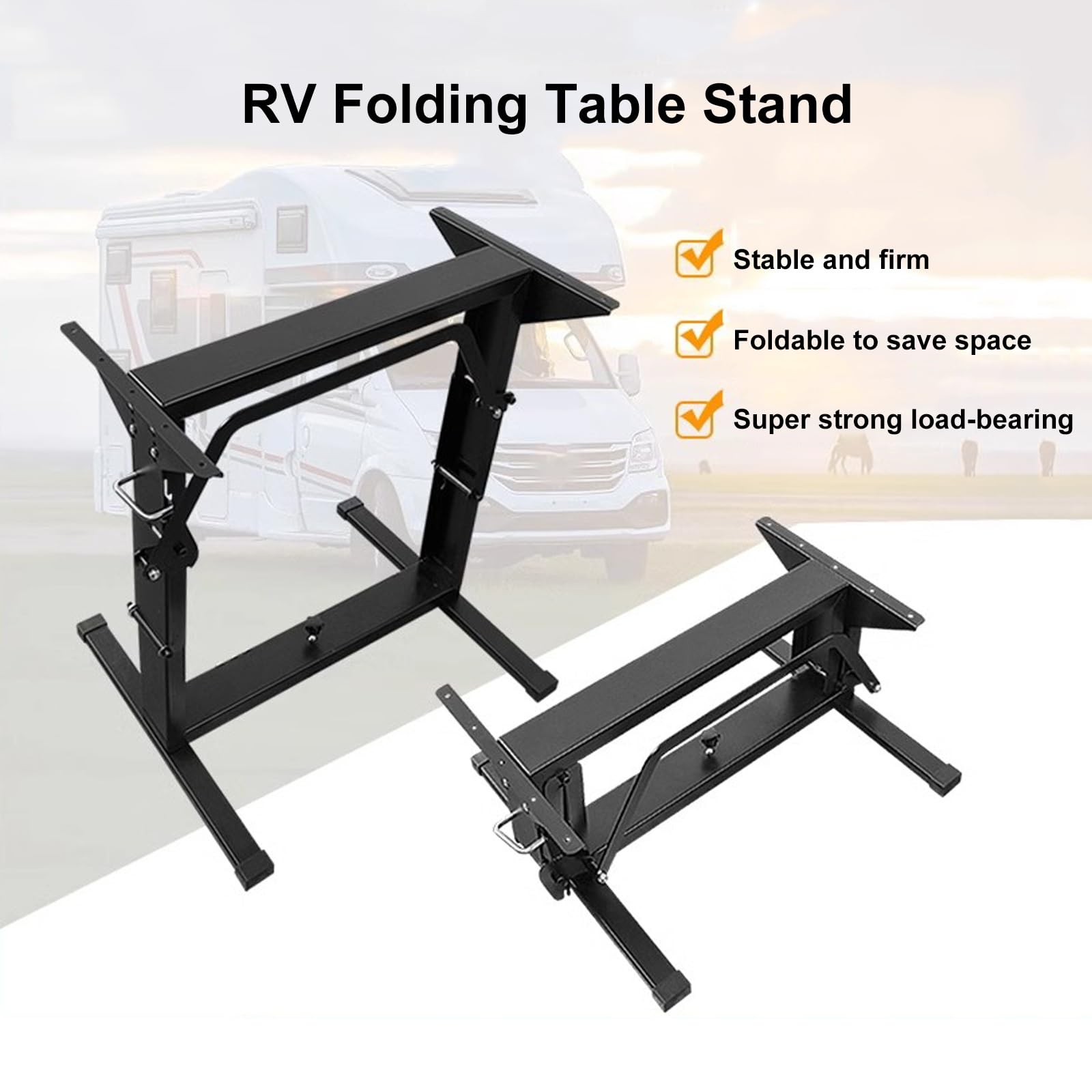 RV Camper Furgoneta Patas Plegables para Mesa, Soporte de Pata de Mesa Plegable para RV, Patas de Mesa de Metal, Extraíbles y Ajustables en Altura, para Patio, Yate, Caravana, Habitación