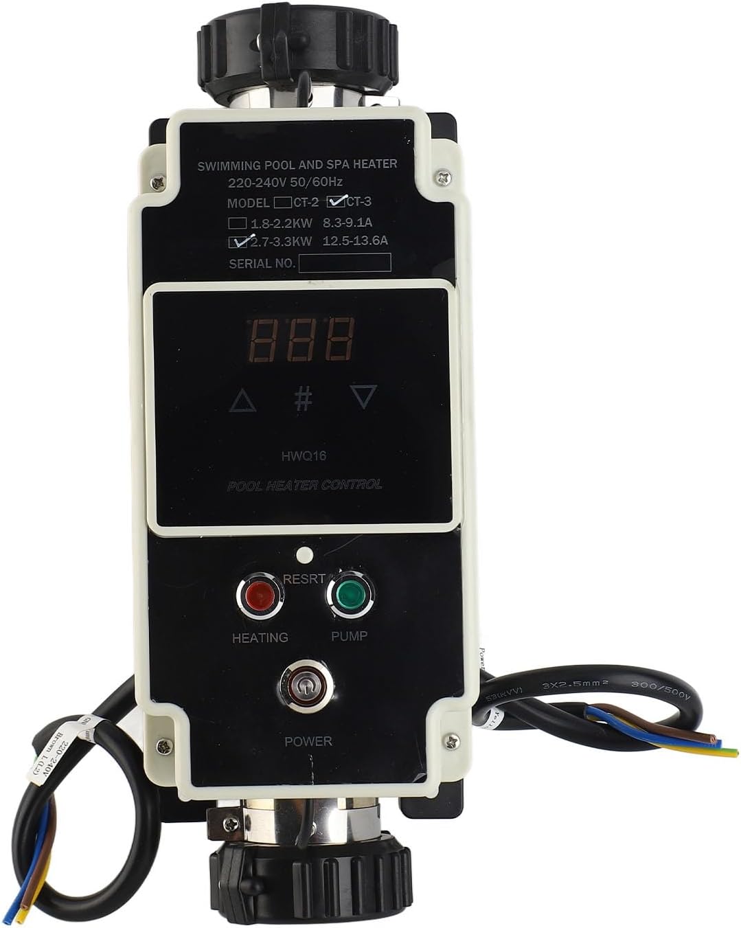 2.7 to 3.3KW Pool Heater Electric Swimming Pool Water Heater Hot Tub Thermostat with Digital Display for Hot Tub Spa Bathtub