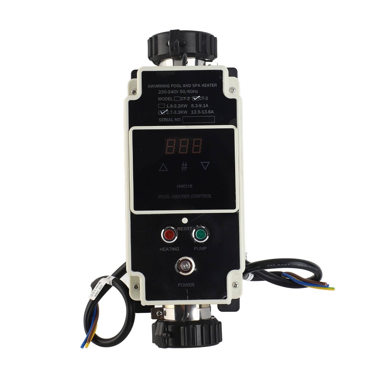 Calentador de Agua Eléctrico para Piscina, Termostato Potente para Bañera de Hidromasaje, SPA, 220-240V, Acero Inoxidable, 3,3 KW, Fácil Instalación para Bañera de Masaje