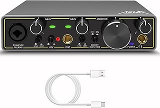 AKLOT 2 In 2 Out Audio Interfaces, 24-bit/192 kHz Sound Card with Headphone Amplifier, TRS balanced Audio Interface for PC/Win/Mac Recording, USB Audio Interface