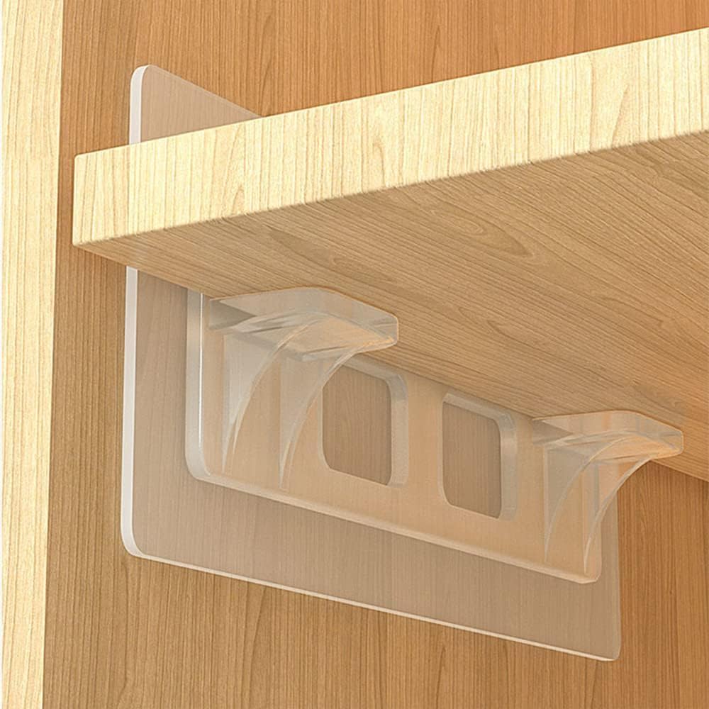 2 PCS AdhesiveShelf Double Row Hook Bracket Self Adhesive Shelf Support Pegs Punch FreeShelf Pins Shelf Clips for Cabinet Cupboard Kitchen Bathroom Closet FurnitureShelf Holder Organizer-image-17