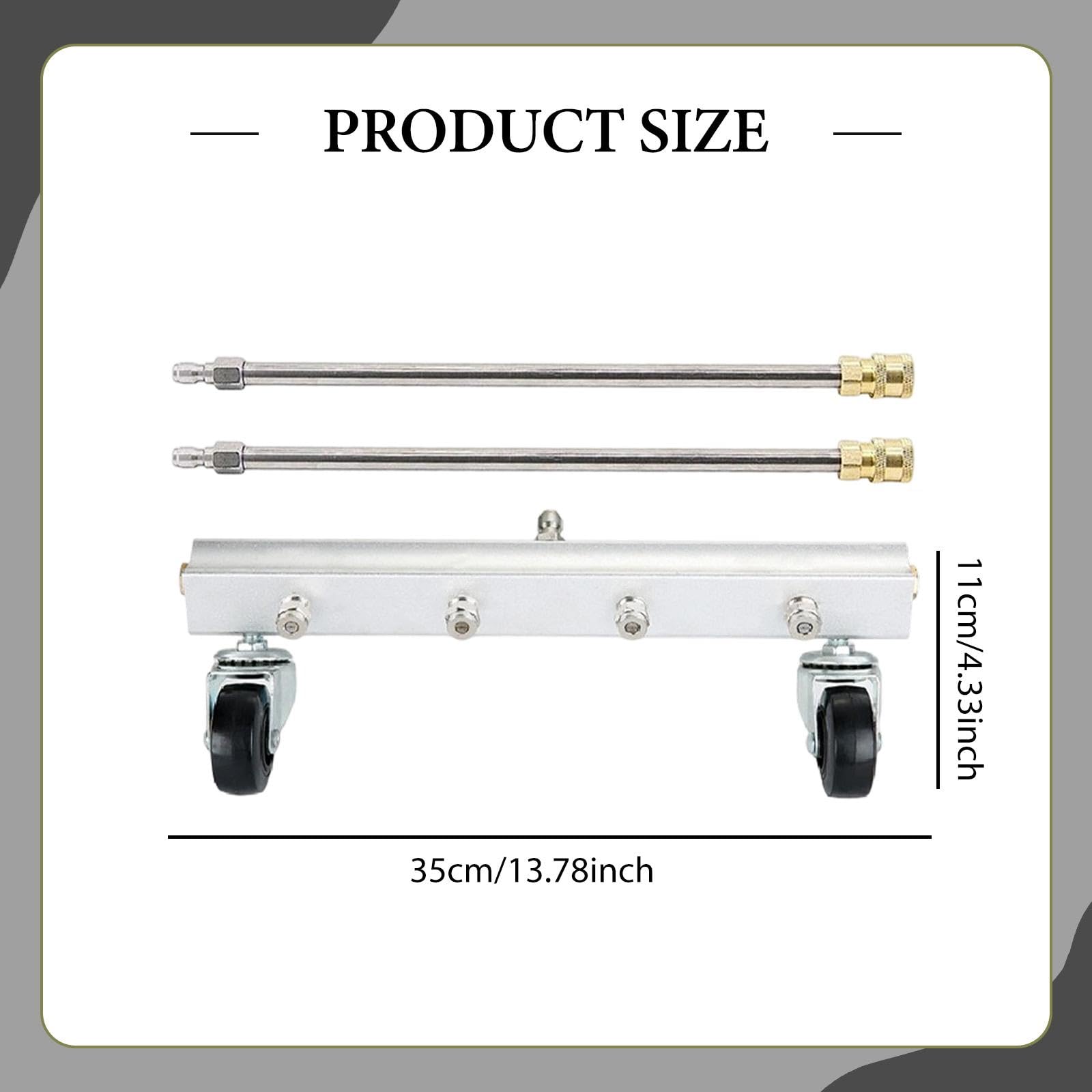 Milageto 1 Pieza Limpiador de Chasis para Automóviles con Barra de Extensión Doble Rociador Inferior Cepillo Universal Y Conexión Rápida Fabricado en Acero Ino, 2 Barras Rectas