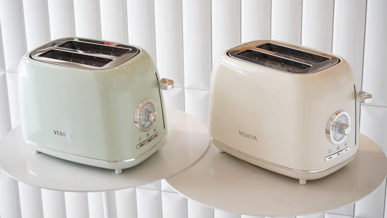 Retro 2 Slice Small Toaster – Compact Wide Slot Toaster with Premium Gloss Finish, 6 Browning Settings, High-Lift Lever & Removable Crumb Tray – Modern Vintage Kitchen Appliance (Mint Green)