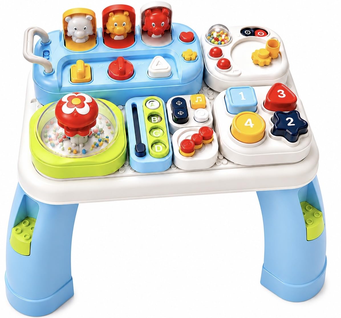 AMAYO - Baby Aktivitätstisch Montessori ab 9-36 Monate – Interaktiver Babys Entdeckertisch Spieltisch mit Motorikspielzeug, Musik & Lernspielen – Lernspielzeug oder Geschenk für Babys & Kleinkinder