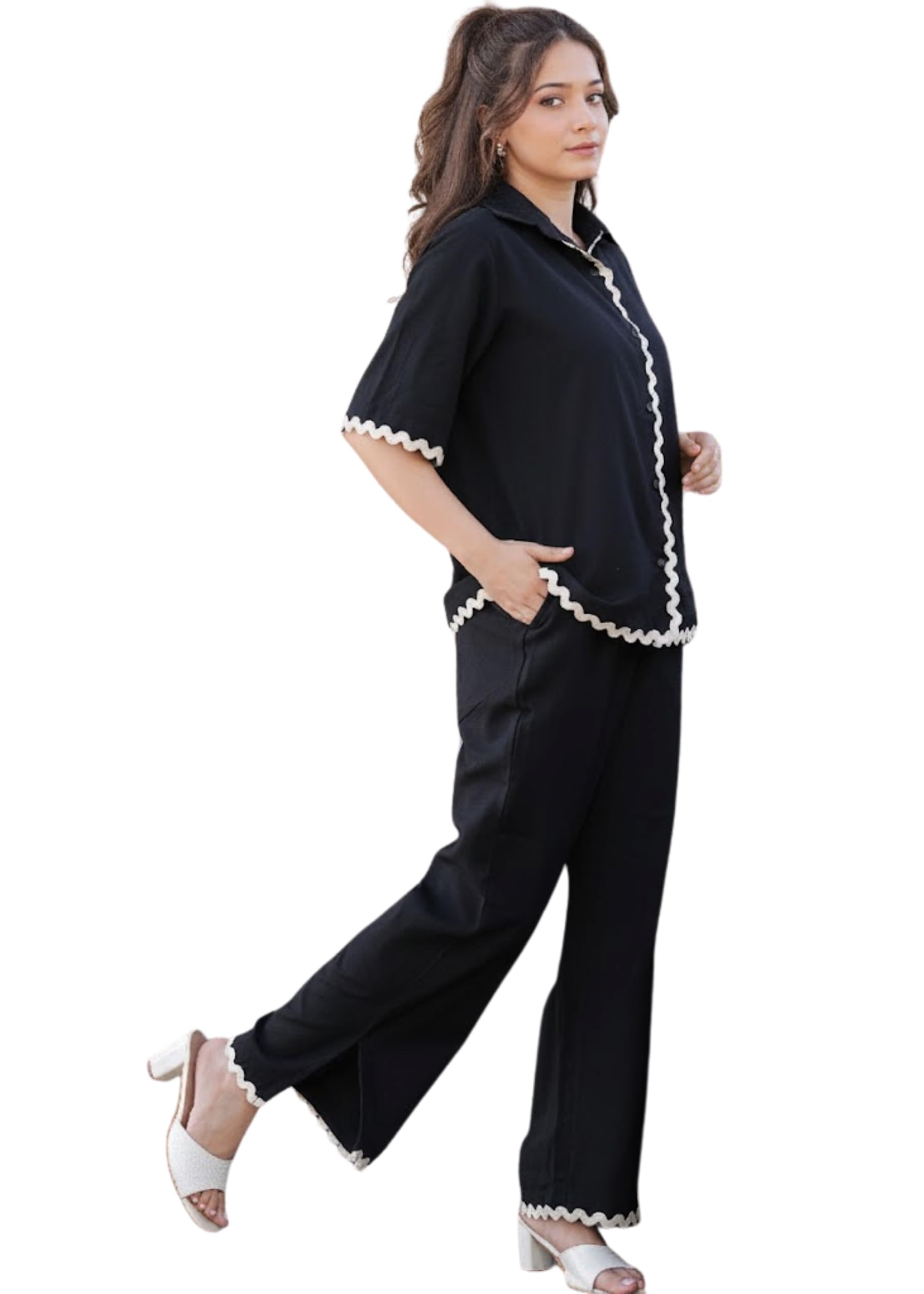 SNITCH Women 2 Piece Co Ord Set | Stylish Lounge Set | Casual Summer Outfit | Relaxed Fit Matching Set | Trendy Vacation Outfit for Women in neutral