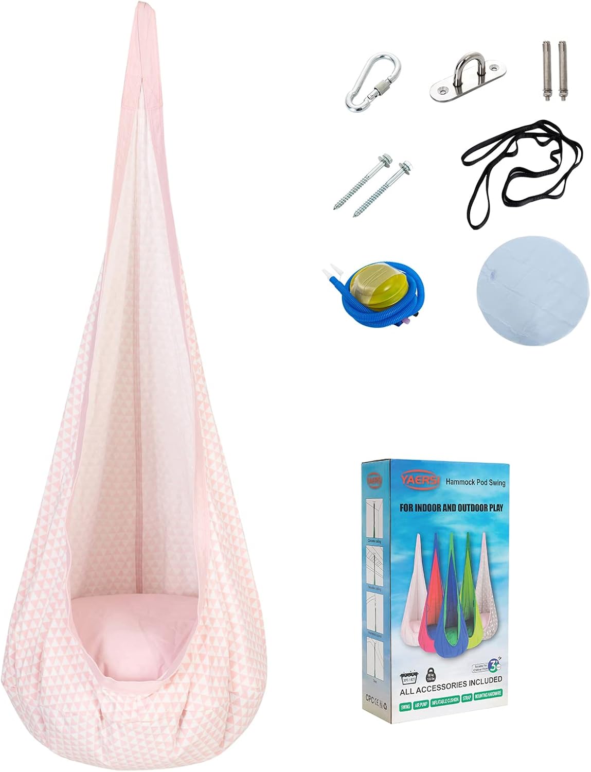 Pod Swing Chair, Kids Indoor Hanging Hammock With All Hardware For