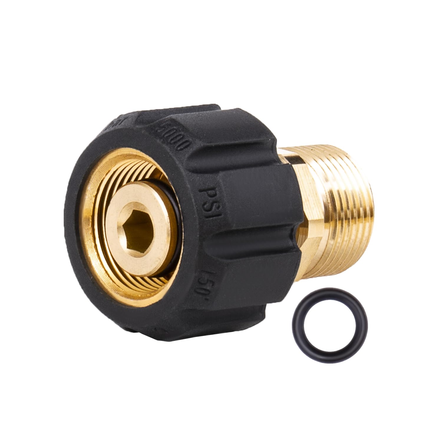 WOJET Pressure Washer Adapter, Metric M22-15mm Female Thread to M22-14mm Male Fitting, 5000 PSI Pressure Washer Couplers. M22-15mm FNPT to M22-14mm MNPT