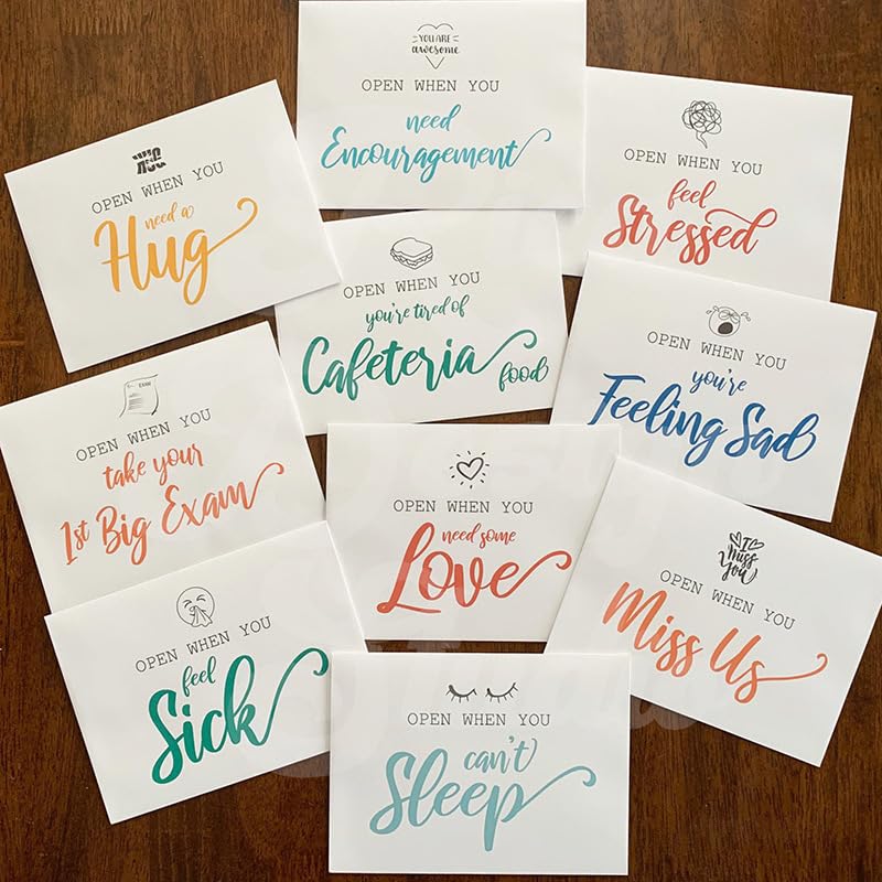 16PCS Open When Envelopes, Envelope English Greeting Card, University College Gifts for Students Friends, Leaving Home Gift, Open When Envelopes for College Daughter Son
