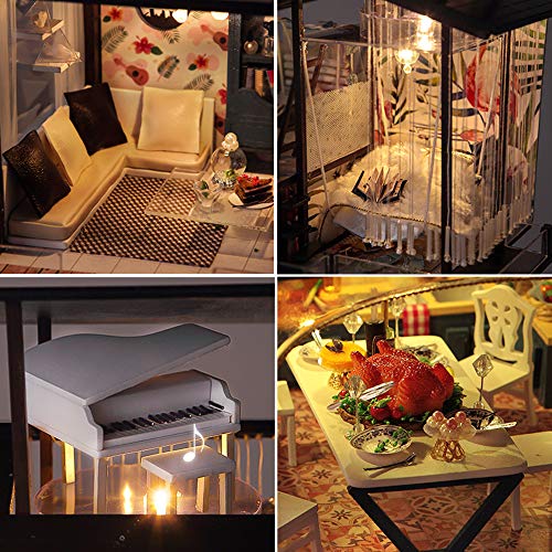 Kisoy Miniatur-Puppenhaus-Set mit Möbelzubehör, kreatives Geschenk für Liebhaber und Freunde (Valencia-Küste), mit… – Bild 4