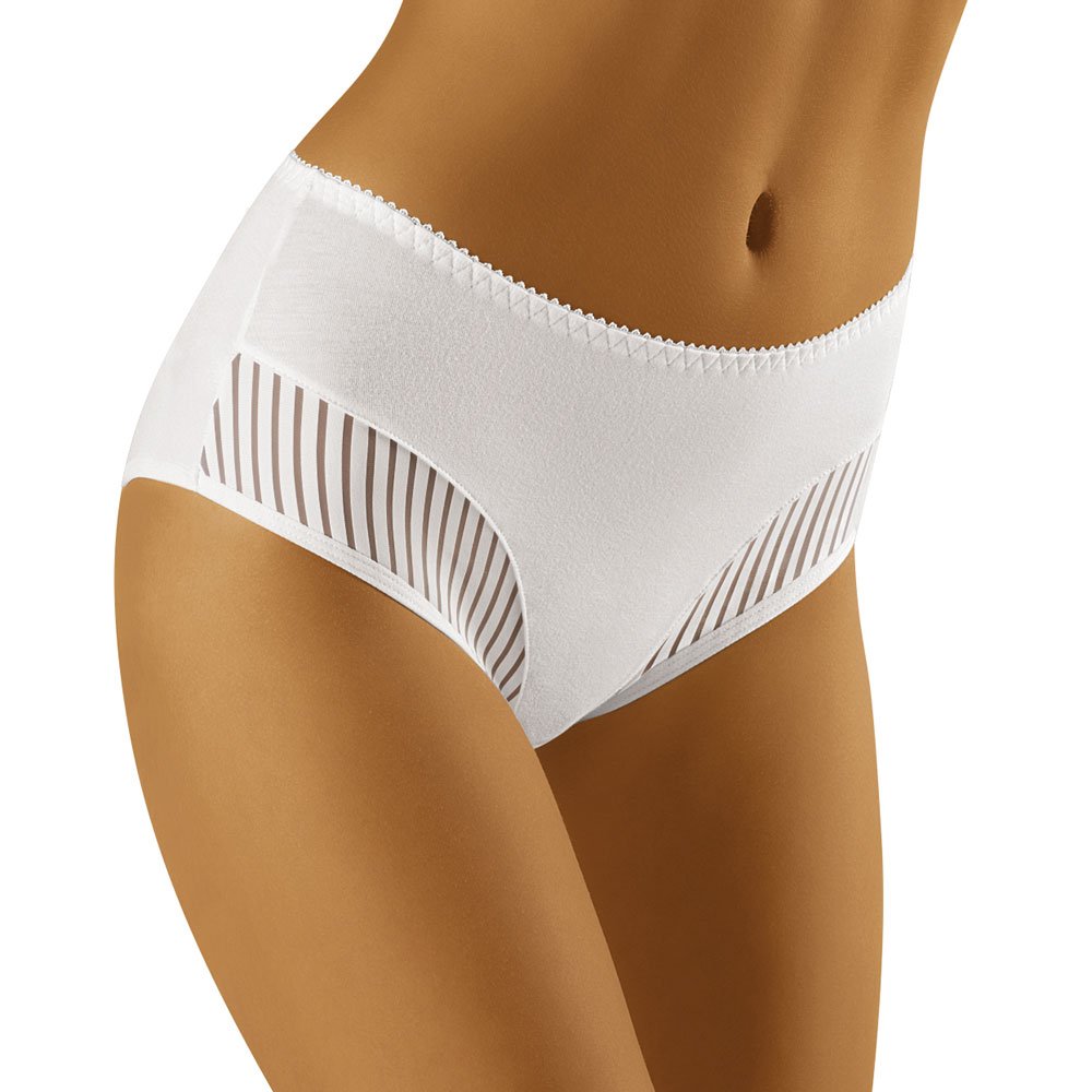 Wolbar Smooth Striped Woman Briefs WB129, White,2XL