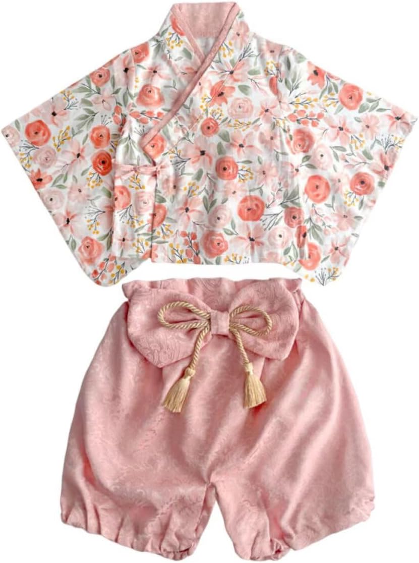 Toddler Boys Girls Kimono Long Sleeve Top Pants Set Baby 2pcs Japanese Kimono Clothes Spring Summer 70-90