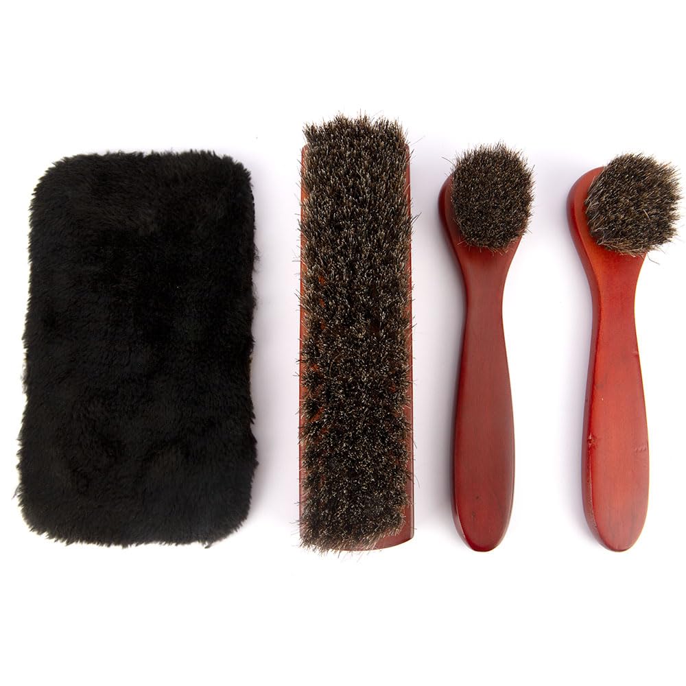 Kit Pulizia Scarpe 3 Pezzi - Spazzola In Crine, Spazzola Lunga E Guanto Lucidante | Per Scarpe E Stivali - Foto 12