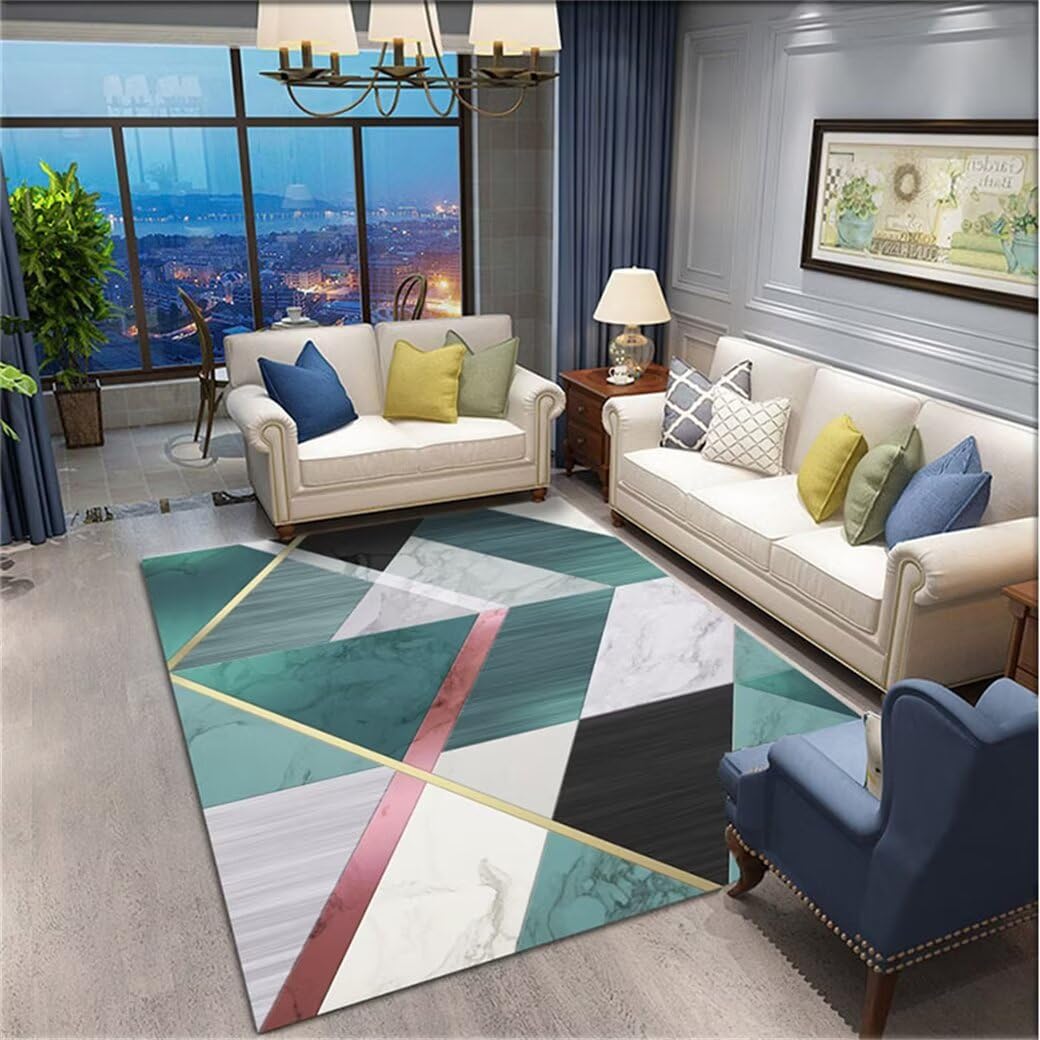 Tapis de salon vert plante pour créer un coin cosy dans la chambre