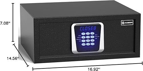 Miniatura 8 de XDeer Caja fuerte de acero para documentos personales de 1.00 pies cúbicos para el hogar, con cerradura electrónica digital estilo hotel, luz de