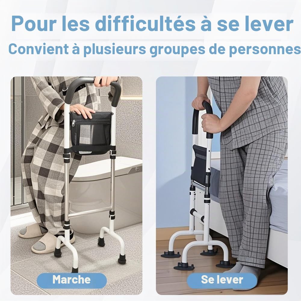 Aide pour se Lever du Lit, Sortir du Lit Supports et Appuis de Relevage, Barrière de Lit Adulte Isolateur de Sommier Arceau, Idéal pour Plus De Sécurité Et De Confort Lors du Levée Ergonomique