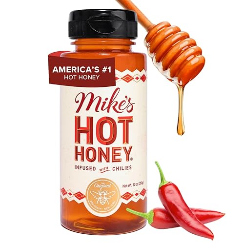 Mike's Hot Honey, America's #1 Brand of Hot Honey, Spicy Honey Infused with Chili Peppers, Certified Kosher, Gluten-Free, Paleo-Friendly, Sweet Heat, Perfect for Hot Sauce Lovers (10oz Bottle, 1 Pack) - 10 Ounce (Pack of 1)