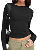 Womens Long Sleeve T Shirts Fall Fashion 2025 Basic Crop Tops Going Out Outfits Y2k Clothes