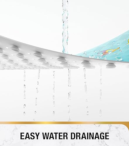 Miniatura 4 de HITSLAM Tapete cuadrado para ducha antideslizante, de secado rápido, de 21 x 21 pulgadas, para niños, con ventosas y agujeros de drenaje, lavable a