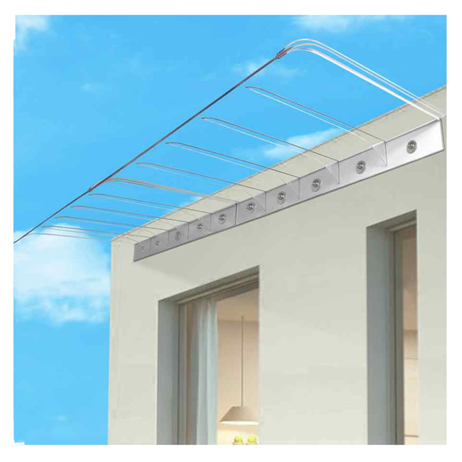 Tettoia moderna da giardino curva, 40 x 200 cm, per finestre e porte, copertura resistente alle intemperie con accessori, protezione elegante per la tua casa