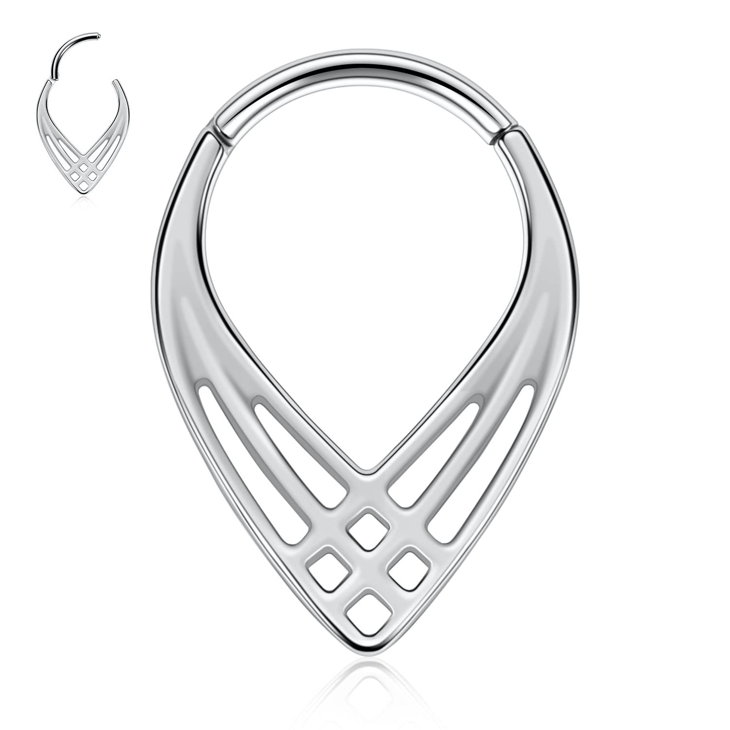 hengkaixuan Teardrop Daith Earrings Septum Jewellery Nose Hoop Ring Surgical Steel Daith Rook Tragus Piercing Jewellery Septum Clicker Ring Small Hoop Earring — view 44