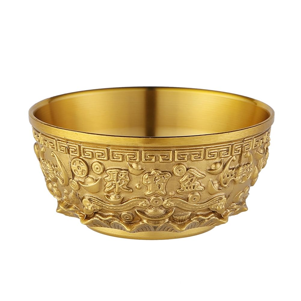 CTRLZS Brass Ornament Money Jar Coin Storage Ingot Bowl Copper Metal Container Wealth Accumulation Treasure