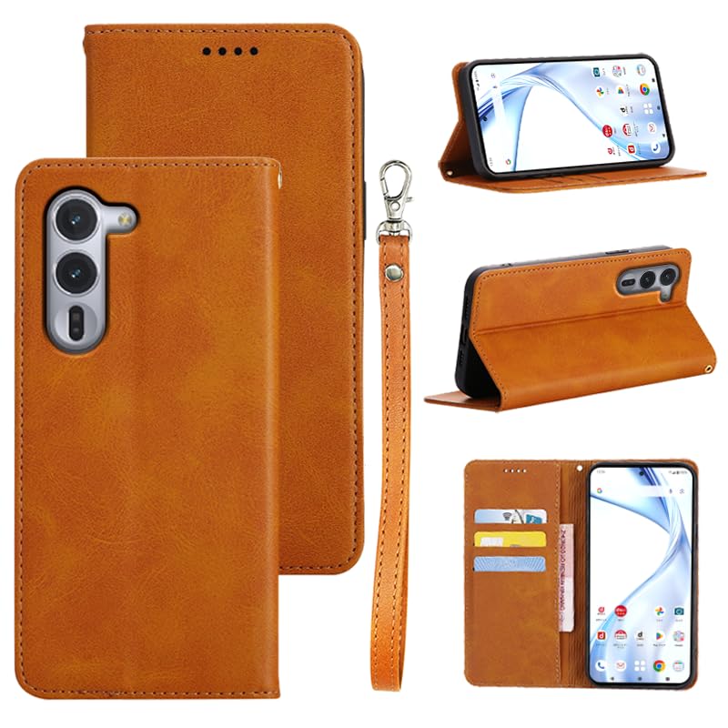 に適用する Arrows Alpha F-51F ケース 手帳型 に適用する arrows Alpha 手帳型ケース スマホケース カバー 手帳型 PUレザー カード収納 財布型 耐衝撃 ケース マグネット スタンド機能付き (に適用する Alpha F-51F ケース 手帳型) (ライトブラウン)