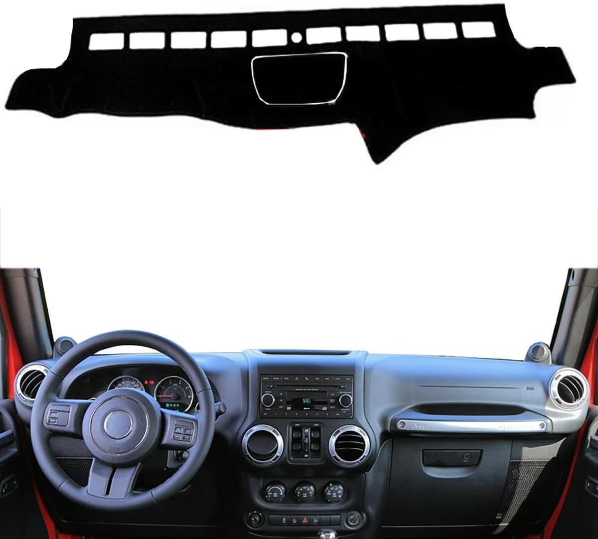 ZhangXD Car Dashboard Cover for Jeep Wrangler JK 2007–2017