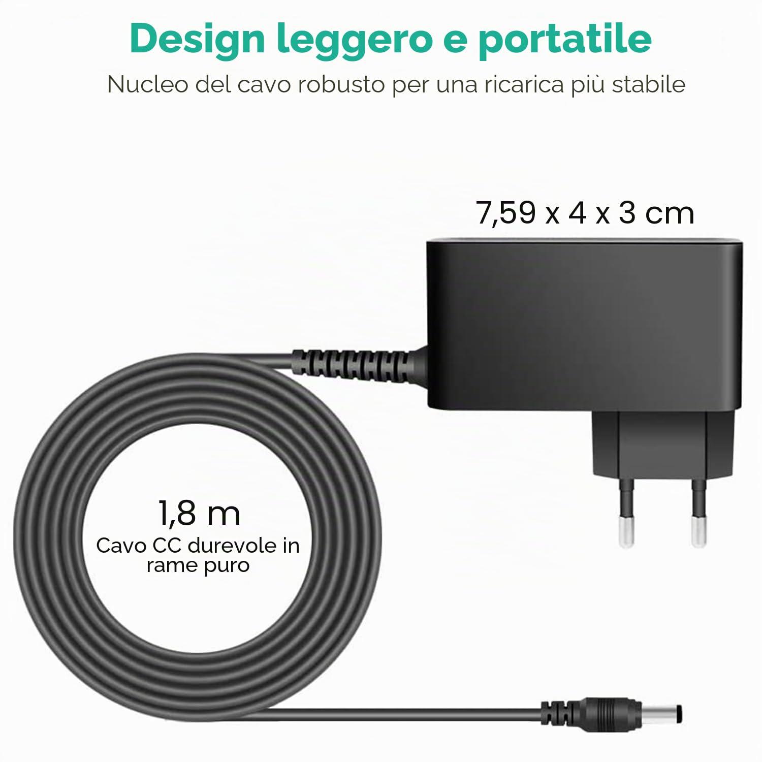 HKY Caricatore Universale AC-DC 12V 2,5A Alimentatore per Attrezzature Massaggio, Massaggio Collo e Spalle Renpho EM-2016C, Shiatsu NM088 NM089 NM090 e Cuscino Massaggio RM099 Portatile Caricabatterie