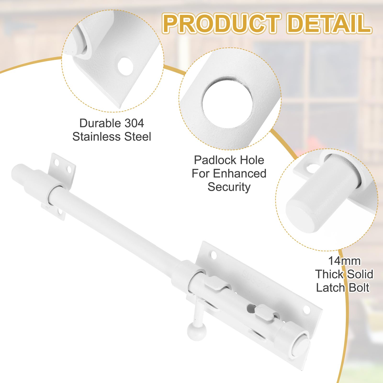 QUARKZMAN 2-Pack Verrou Coulissant 6 Pouces Verrou À Barillet Garage Blanc