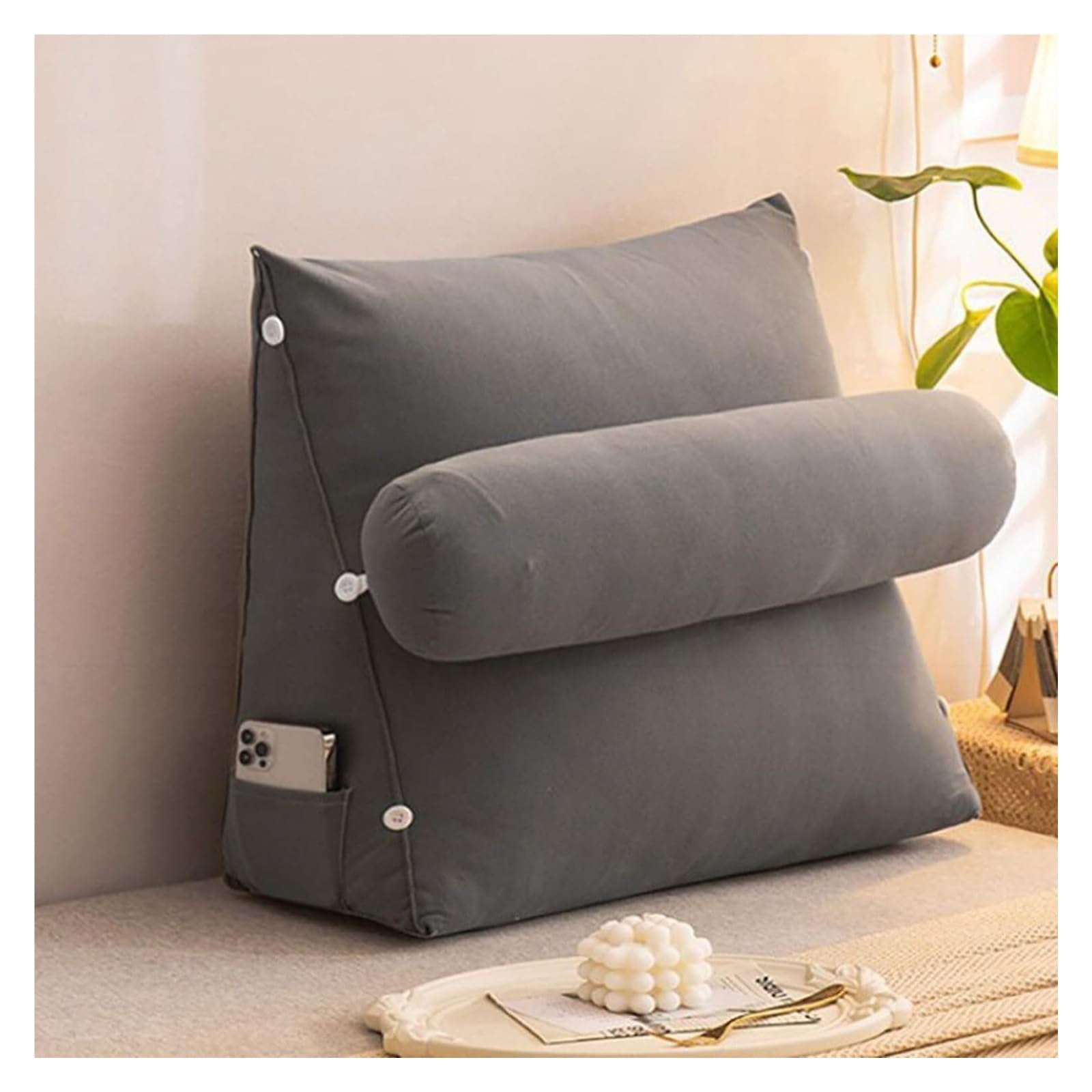 SDFGdtruR back pillow， Velvet | Great For BackRest Lumbar Support | And Durable Beanbag Ergonomic For(Medium Gray,60 x 50 x 22 CM)