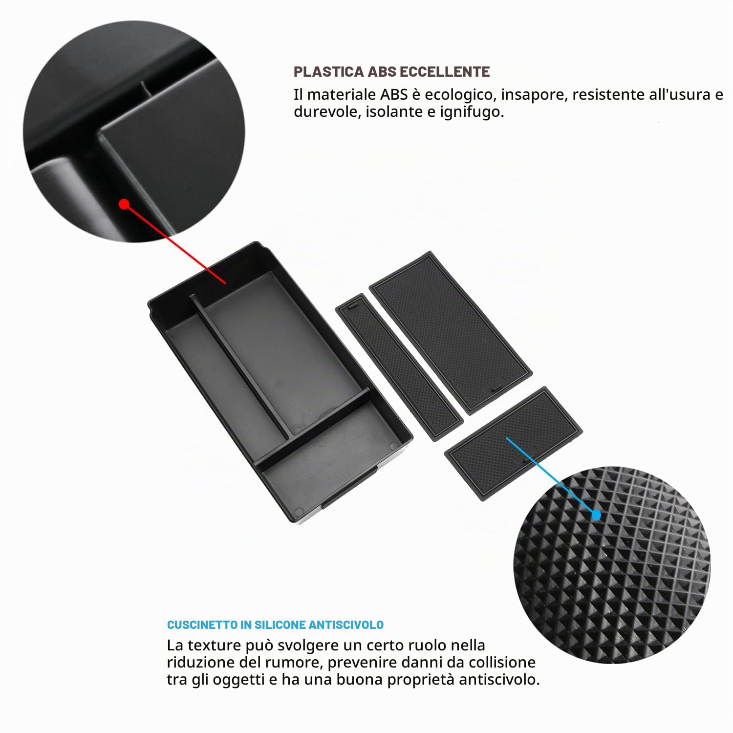 Ruiya per Mercedes-Benz Classe G G500 G350 W463 W464 2019-2025 2026 Console Centrale Portaoggetti, Organizer da Braccioli per Console Centrale Braccioli Contenitore Portaoggetti Classe G Accessori
