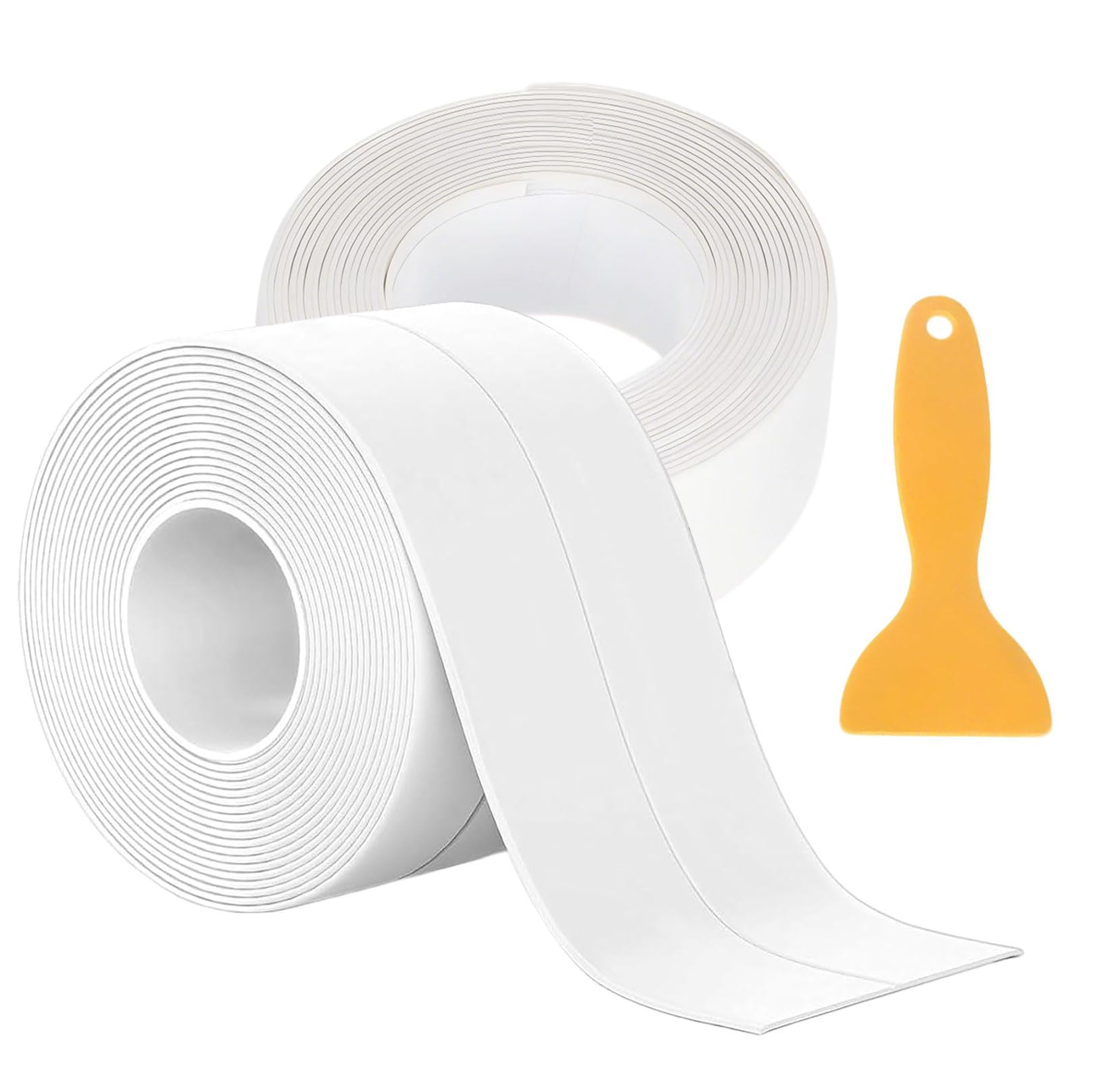 6.4M*6CM Bath Sealant Strip, Extra Wide Waterproof PVC Self Adhesive Simple Seal Tape, for Bathroom,Kitchen,Toilet,Wall Corners–Strong Adhesive, Flexible, Leak-Proof