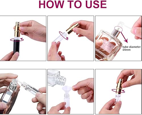 Miniatura 7 de Botellas atomizadoras de perfume de viaje recargables, 3 botellas de spray portátiles de 0.2 fl oz, botellas de aerosol recargables para después del