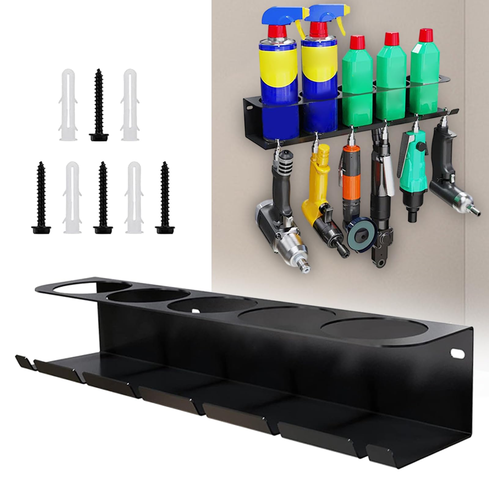 Lot De 2 Supports Muraux Bombes Aérosols 5 Trous - Organisateur Atelier Et Garage