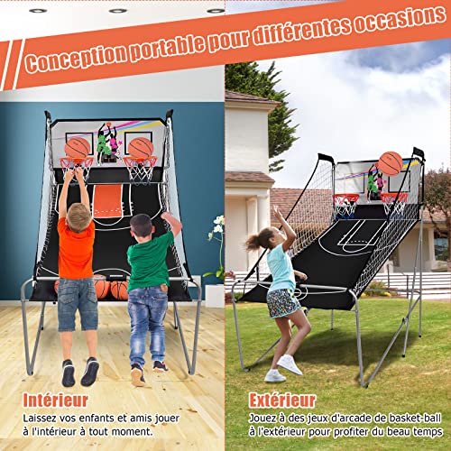 DREAMADE-Jeu-de-Basketball-Arcade-Electrique-avec-2-Paniers-Jeu-Basket-Double-Interieur-et-Exterieur-Interactif-a-8-Options-des-Jeux-Table-Basket-Pliant-avec-LED-Score-en-Acier-Resistant DREAMADE Jeu de Basketball Arcade Électrique avec 2 Paniers, Jeu Basket Double Intérieur et Extérieur Interactif à 8 Options des Jeux, Table Basket Pliant avec LED Score, en Acier Résistant – Image 6