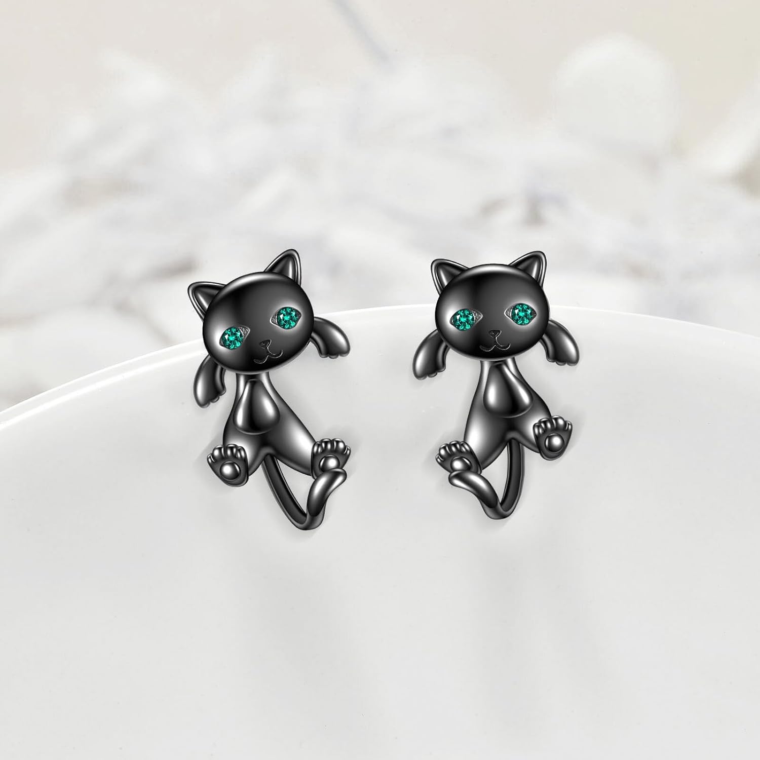 Axolotl Raccoon Cow Black Cat Earrings for Women Silver Plated Raccoon Jewelry Studs Fun Cute Animal Earrings Gifts