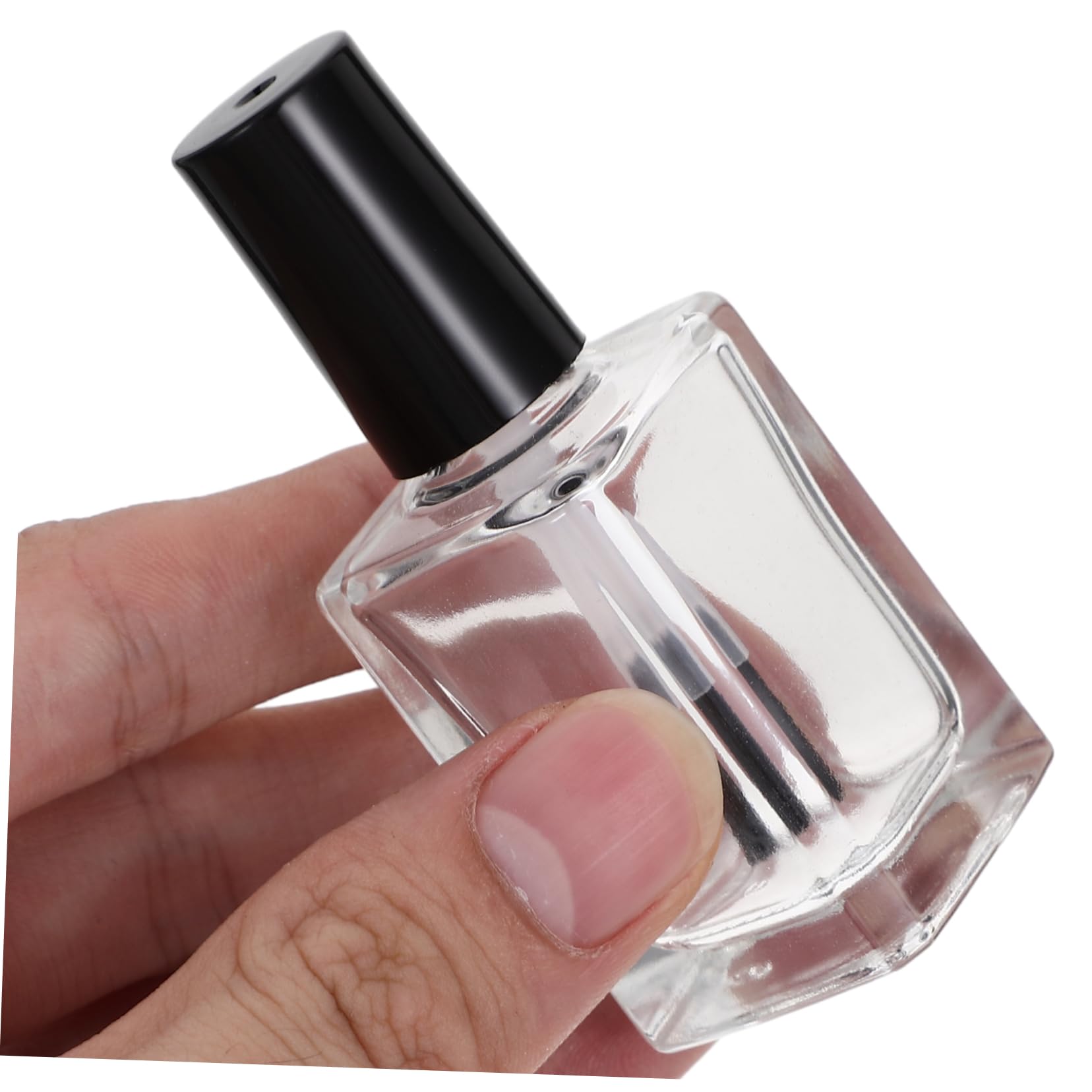 15 Pezzi Flaconi in Vetro per Unghie con Pennello, Nero, Facili da Riempire, per Manicure e Ritocchi | Ricarica per Cosmetici e Smalto, Forma Circolare con Lati Piatti, Stile Semplice e Aspetto Raffinato