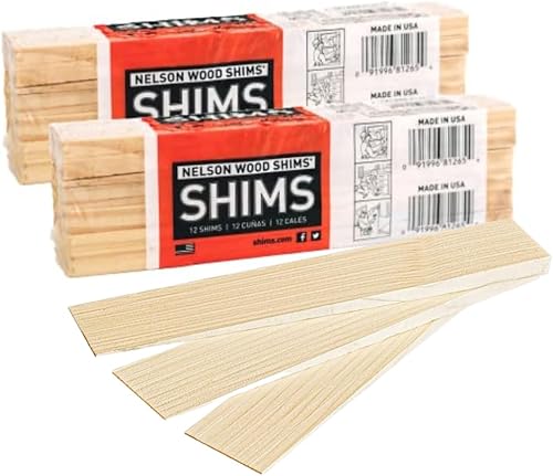 Nelson Wood Shims - Paquete de cuñas de madera de 8 pulgadas, madera natural de alto rendimiento, 100% secado al horno - Paquete de 2 (24 cuñas en