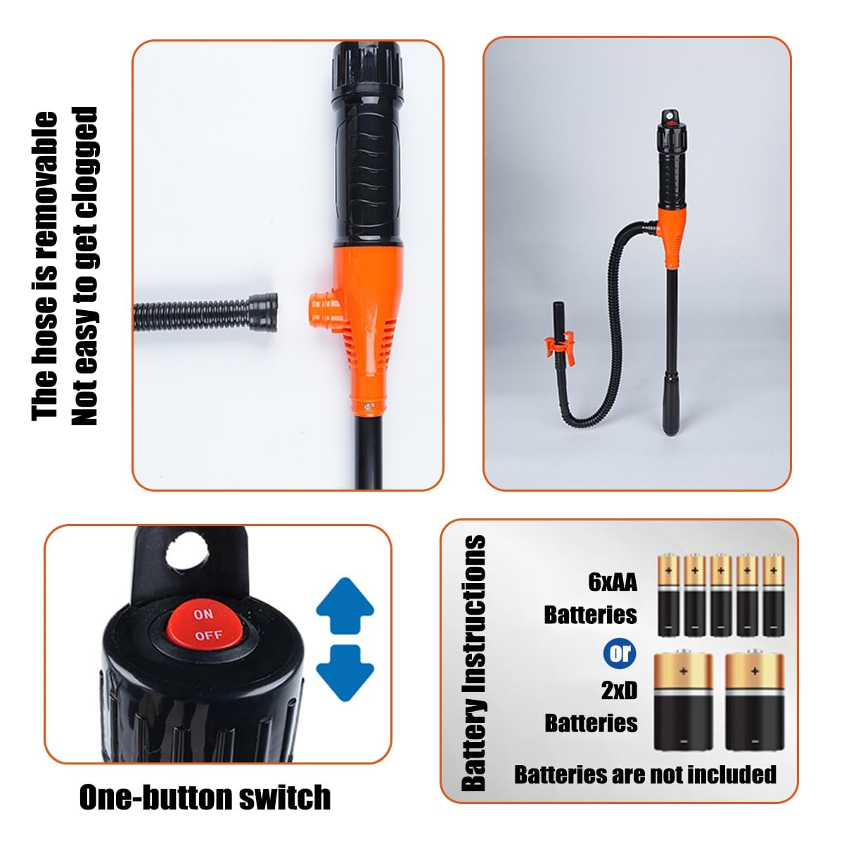 Pompe à batterie portable – Pompe à siphon électrique facile à utiliser pour le transfert de gaz, diesel et eau