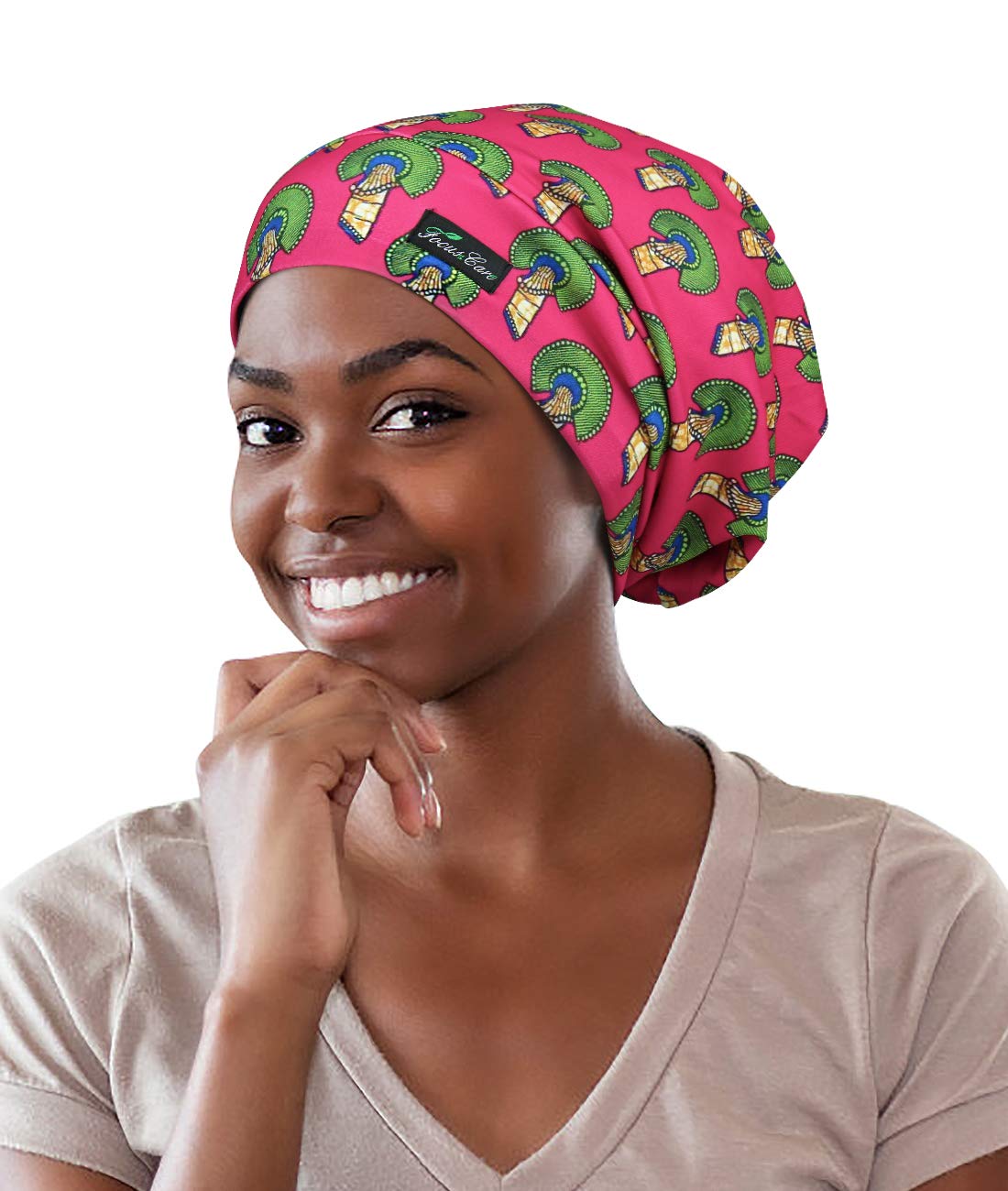 Adjustable Satin Lined Sleep Cap for Dreadlocks Curly Hair Large Head-Stay On Overnight