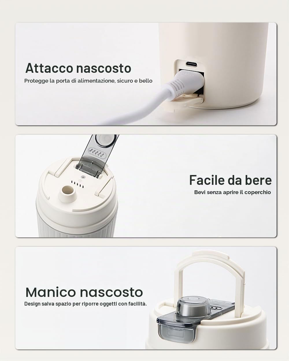 Travel Electric Kettle with Dual interface heating Europlug and USB C port, 316 Stainless Steel, 650ml Portable Tea Coffee Kettle Water Boiler, 6 Temperature Settings, Electric Water Cup Heater Boil
