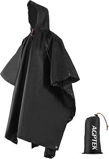 Matériel Géologie Pour Étudiant 94 AGPTEK Poncho Pluie Imperméable avec Capuche, Cape de Pluie EVA Randonnée avec Sac de Transport Matériau PU de Camping, Voyage,...