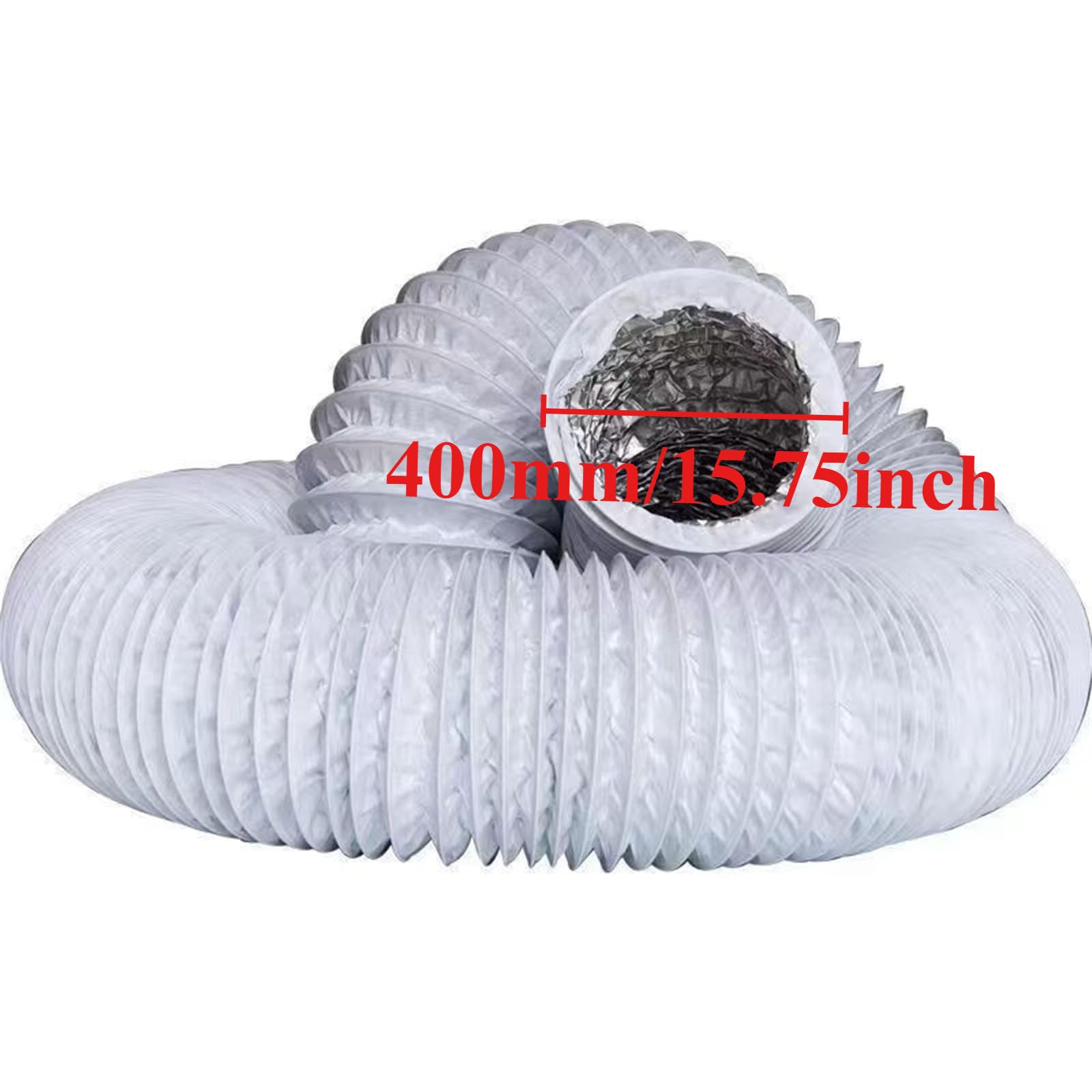 Elastyczny Wąż Powietrza O Długości 19,68 Stopy, Odpowietrznik Z PVC | I Aluminium Do Namiotu HVAC Suszarką(White,16 Inch)