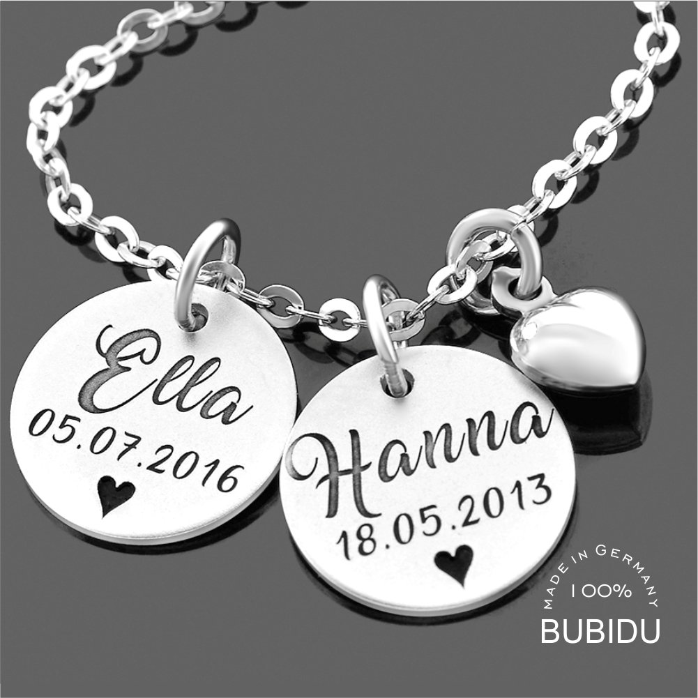 Namenskette 925 Silber Silberkette mit Namen Zwillinge Echtschmuck Kette mit Gravur Geburt personalisiert Geschwister Familie Schmuck| HANDMADE IN GERMANY