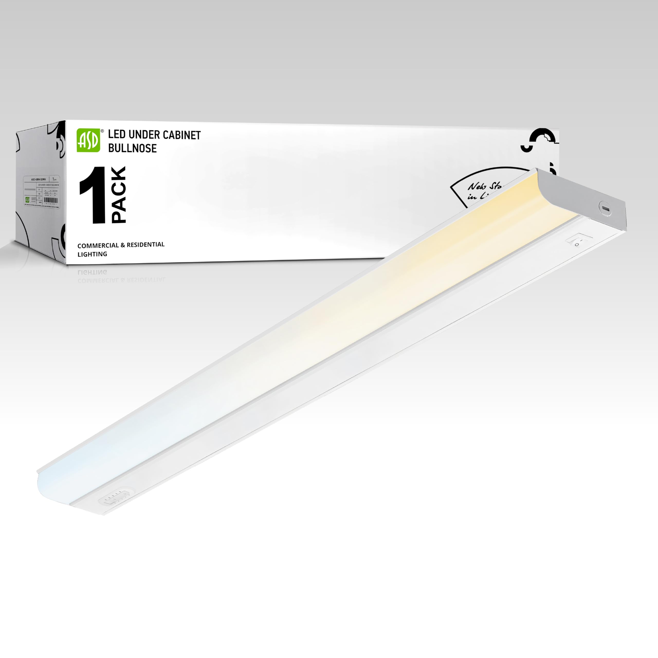 ASD 32 Inch LED Under Cabinet Lighting Hardwired, On/Off & Color Temp Switch, 16W 1436LM, 5 CCT 2700K-5000K CRI90+, Dimmable Under Counter Lights for Kitchen, Linkable Under Cabinet Lights, White, UL